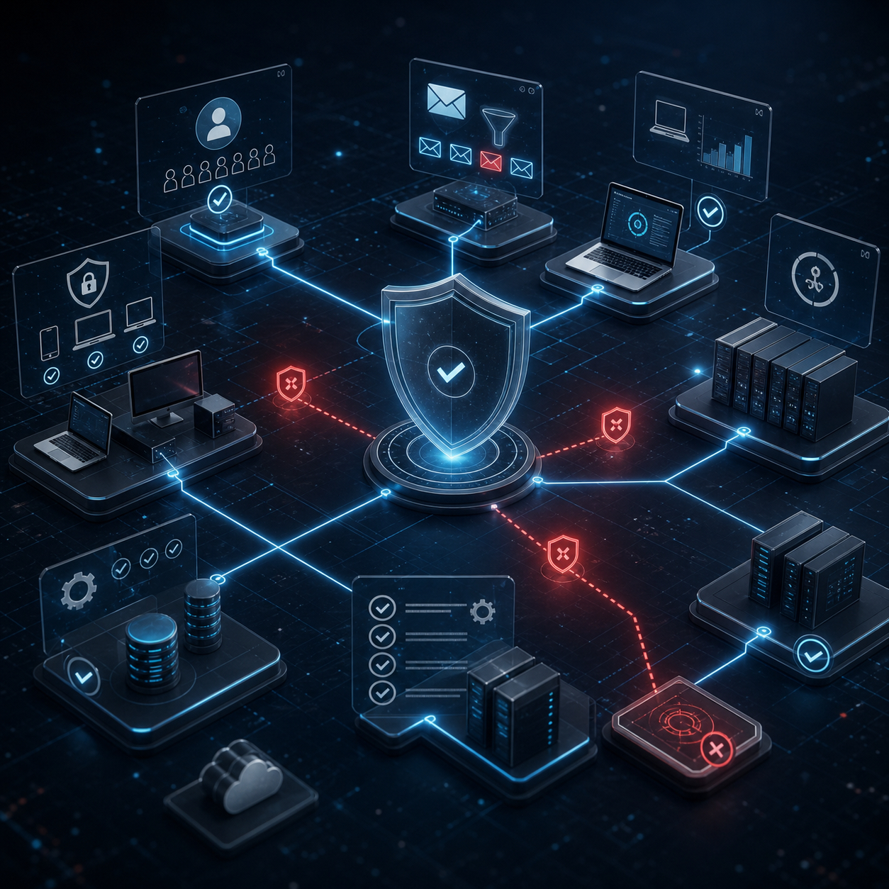 ransomware protection priorities shown across business devices and access routes